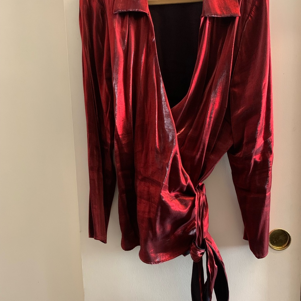 Lane Bryant Red Satin Blouse